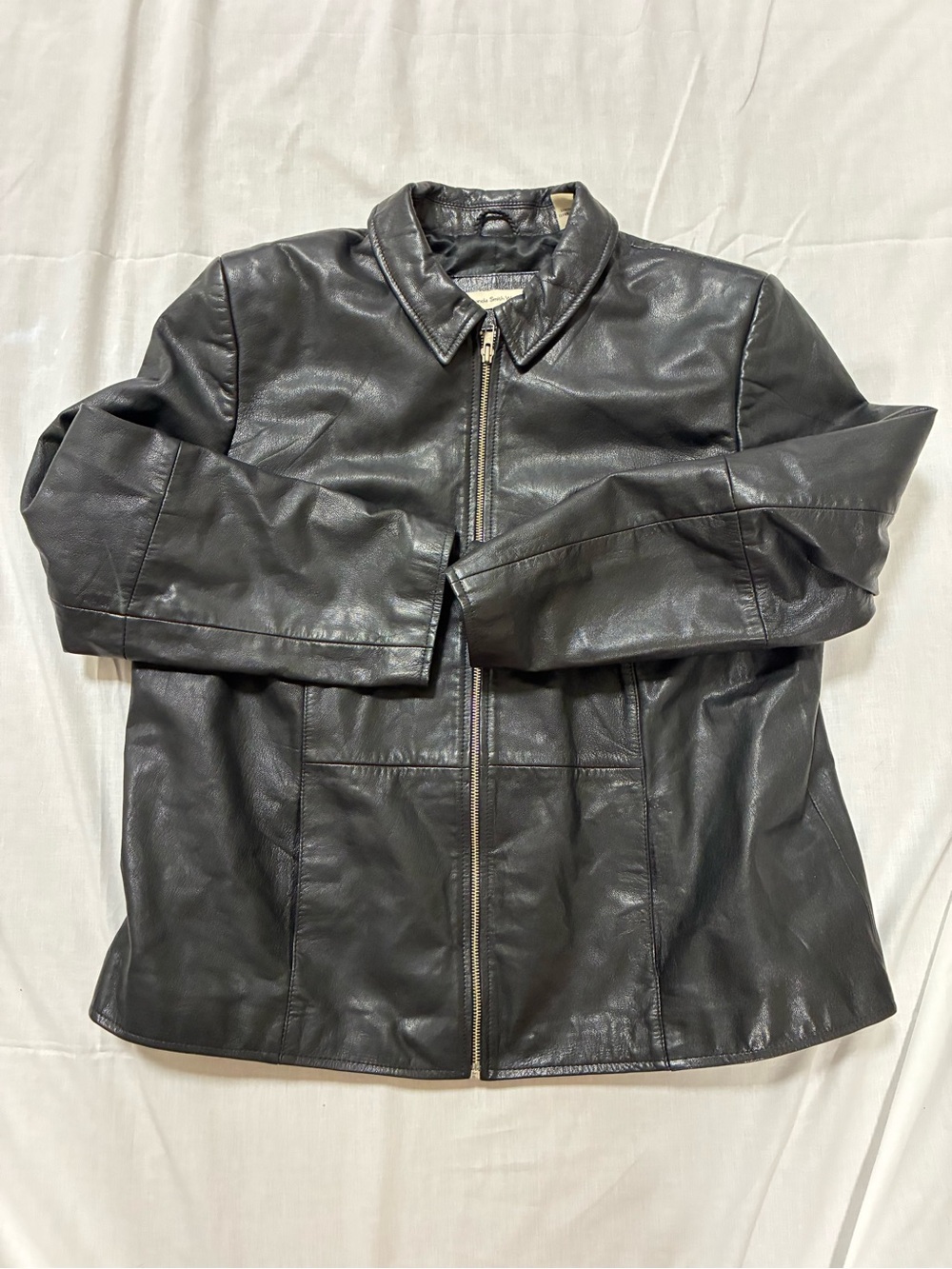 Amanda Smith Vintage 90s Womens Genuine Leather Black Jacket Women's Size 18W